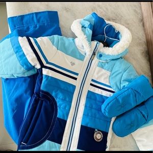 Girls (kids) Obermeyer size 7 Ski Outfit with coat, bibs and mittens (Spyder)